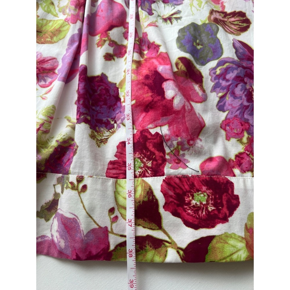 Eliza J Floral Dress Midi Women 4 Pink Purple Fit Flare Belt Pocket Lined Cotton - Picture 6 of 11